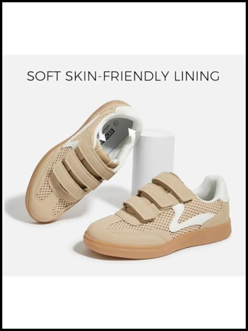 Women's Hook and Loop Lace-Up Fashion Sneakers Retro Walking Shoes Multi-Fabric
